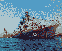 Гвардейский сторожевой корабль "Красный Кавказ" на параде на день флота, Севастополь.