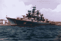 Большой противолодочный корабль "Красный Кавказ" на параде на День Флота, июль 1997 года