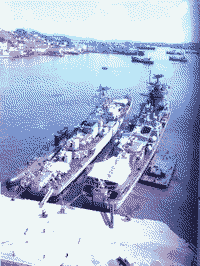 Большой противолодочный корабль "Славный" и сторожевой корабль "Сильный" в Гаване, октябрь 1985 года