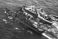 Большой противолодочный корабль "Адмирал Исаченков" и танкер "Дубна", 30 октября 1985 года