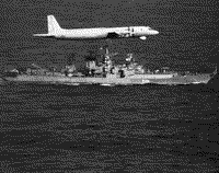 Большой противолодочный корабль "Маршал Тимошенко" и самолет морской авиации ИЛ-38, февраль 1985 года