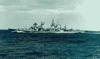 Большой противолодочный корабль "Керчь" под флагом командующего ЧФ адмирала Кравченко, август 1996 года