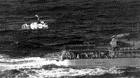 Посадка вертолета на палубу БПК "Удалой", Норвежское море, 17 октября 1981 года