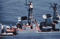 Большой противолодочный корабль пр. 1155 "Вице-адмирал Кулаков" в Средиземном море, 1 июня 1988 года