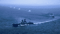 Большой противолодочный корабль "Маршал Шапошников" во время учений в Китае, 23 августа 2005 года 10:21