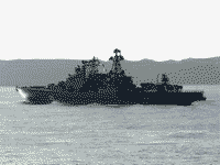 Большой противолодочный корабль "Североморск" подходит к Бресту, 19 июня 2009 года