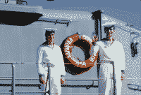 Моряки с БПК "Адмирал Виноградов" во время визита в Сан-Диего, 31 июля 1990 года