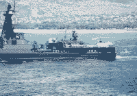 Большой противолодочный корабль "Адмирал Пантелеев" на параде, посвященном 50-летию победы на Японией, у берегов острова Оаху, 1 сентября 1995 года