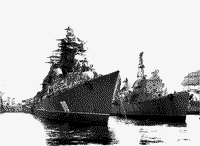 Большой противолодочный корабль "Сметливый" и плавучая казарма "ПКЗ-36" у стенки Севморзавода, 1992 год