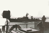 Большой противолодочный корабль пр. 57-А "Гордый" на выходе из пролива Босфор Восточный в Уссурийский залив, зима 1977 года