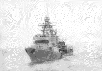 Большой противолодочный корабль пр. 57-А "Гордый" после попадания ПКР, 1987 год