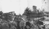 Эскадренный миноносец "Решительный" на камнях у мыса Кабарга, ноябрь 1938 года