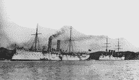Минный заградитель "Енисей" и крейсер "Боярин" на внутреннем рейде Порт-Артура