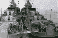 Сторожевые корабли "Пылкий" и "Ладный" в Средиземном море. Учение по РХБЗ, 1984 год