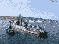 Сторожевой корабль "Пытливый" уходит из Севастополя на БС в Средиземное море, 3 апреля 2006 года 08:37