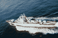 Сторожевой корабль "Пытливый" в Средиземном море у южного побережья Италии, 10 декабря 1991 года