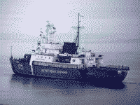 Пограничный сторожевой корабль "Анадырь" после возвращения из арктического патрулирования, 3 сентября 2008 года