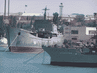 Большой десантный корабль "Орск" и спасательное судно "Коммуна" в Стрелецкой бухте Севастополя, 29 мая 2008 года 10:50