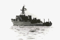 Морской тральщик пр. 266М "Трал" на стенде ГКС в Амурском заливе, июнь 1991 года