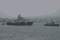 Рейдовый буксир "РБ-244", малый ракетный корабль "Штиль" и катер "БУК-49" во время буксировки в Северной бухте Севастополя, 23 января 2008 года 15:52