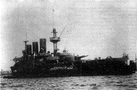 Эскадренный броненосец "Пересвет" в Порт-Артуре после боя 28 июля 1904 года