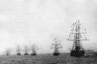 Броненосный фрегат "Минин" на Большом Кронштадском рейде во время визита немецкой эскадры, 7 июля 1888 года