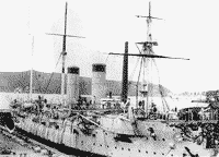 Броненосный крейсер "Рюрик" в доке во Владивостоке
