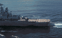 Тяжелый атомный ракетный крейсер "Фрунзе" в Индийском океане во время перехода во Владивосток, октябрь 1985 года